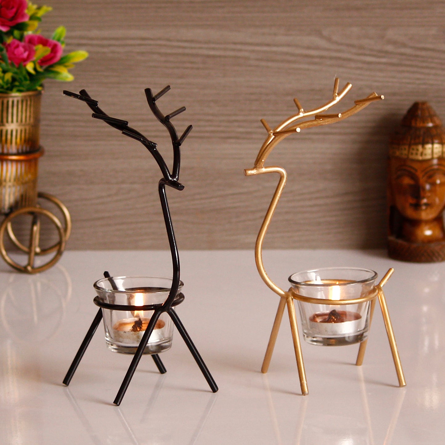 Elegant Reindeer-Shaped Candle Holders