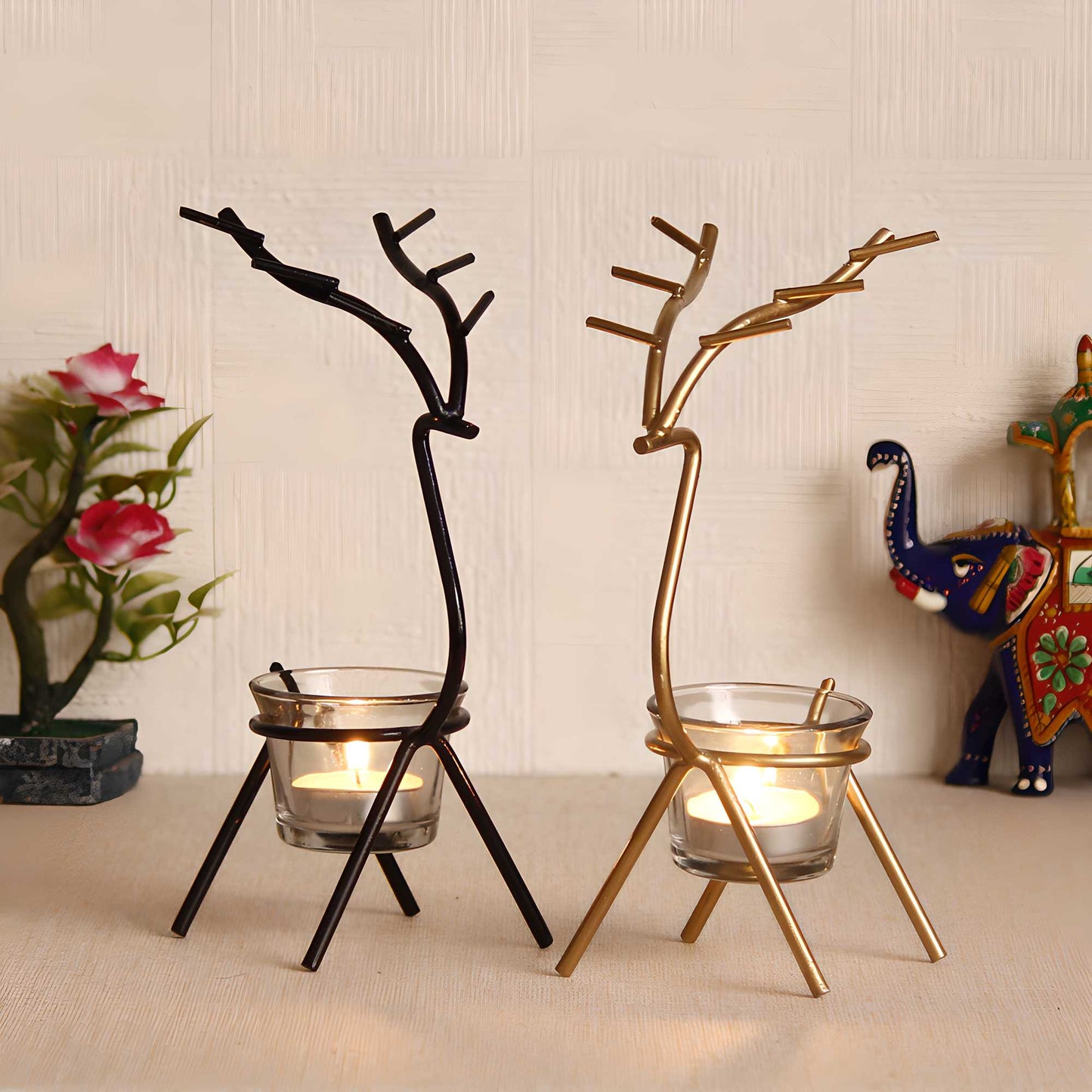 Elegant Reindeer-Shaped Candle Holders