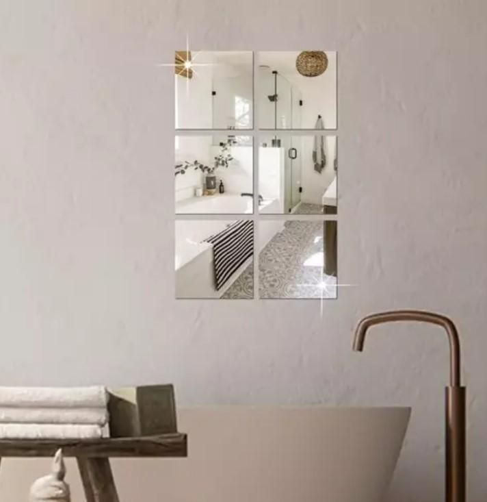 Sleek and Modern Wall Mirror Sticker – 4 Panel Set