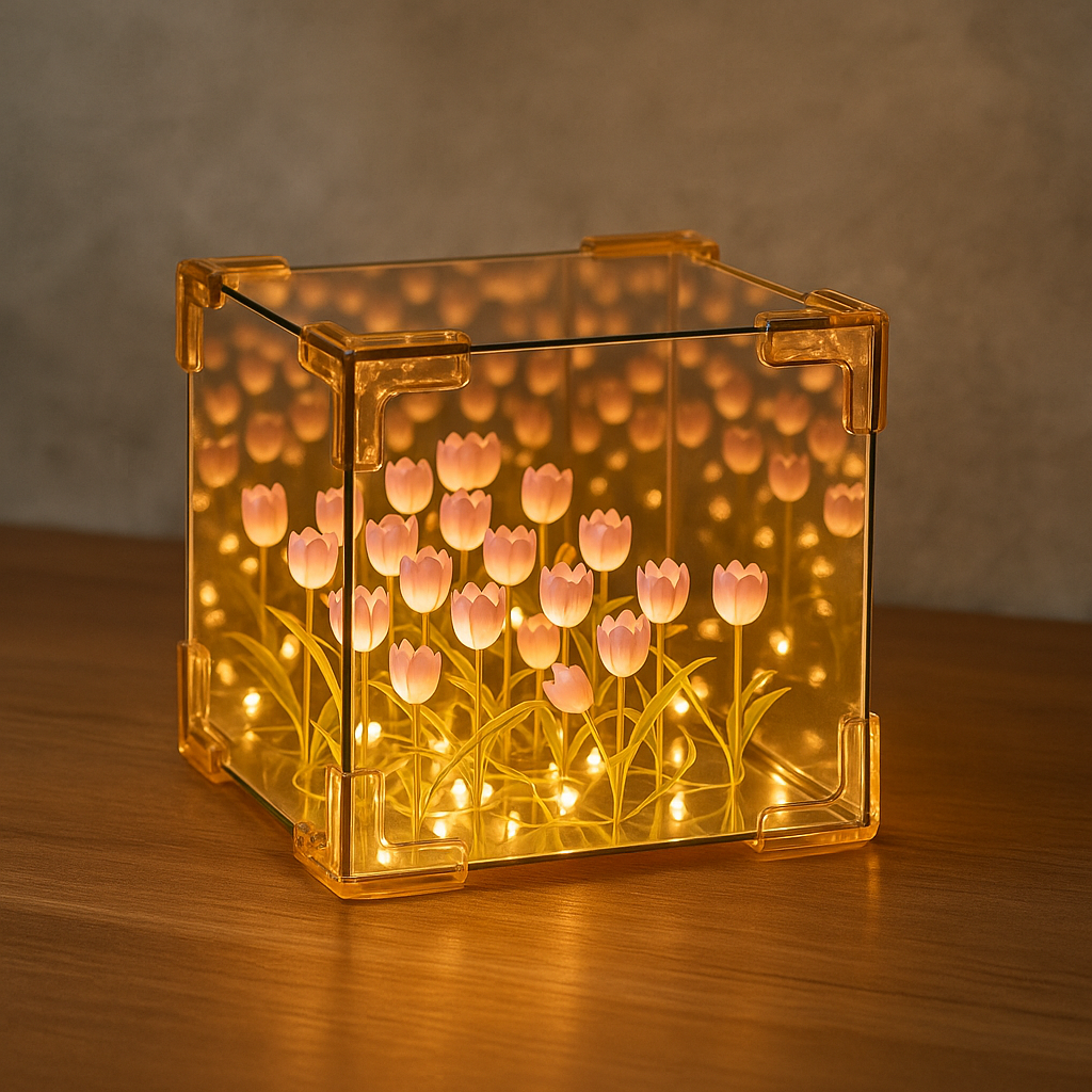Tulip Bloom LED Infinity Cube Light